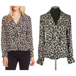 Vince Camuto – Animal Print Long Sleeve Surplice Blouse – Small